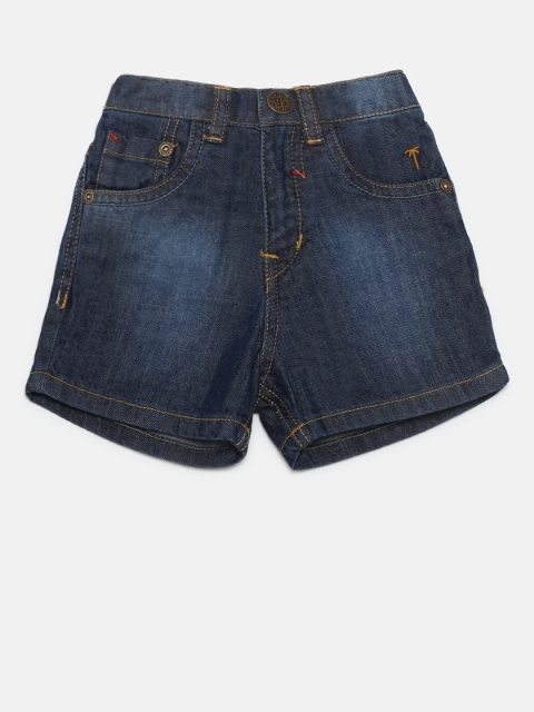 

Palm Tree Boys Navy Washed Regular Fit Denim Shorts, Navy blue