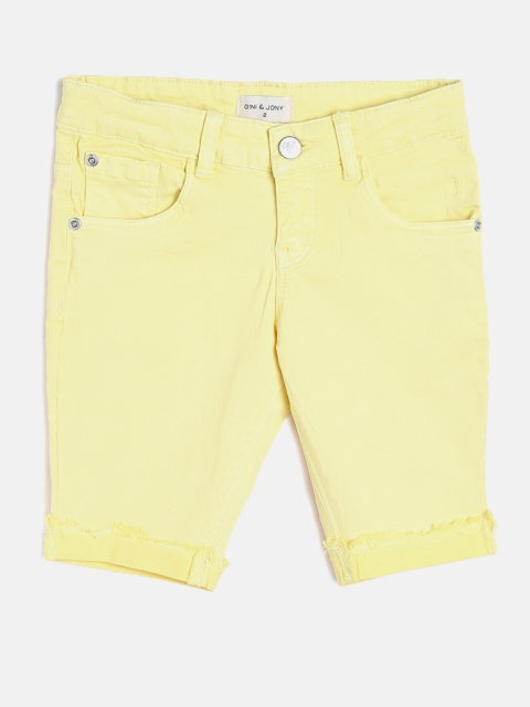 

Gini and Jony Girls Yellow Solid Regular Fit Capris