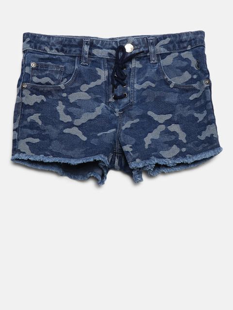 

Gini and Jony Girls Blue Camouflage Print Denim Shorts