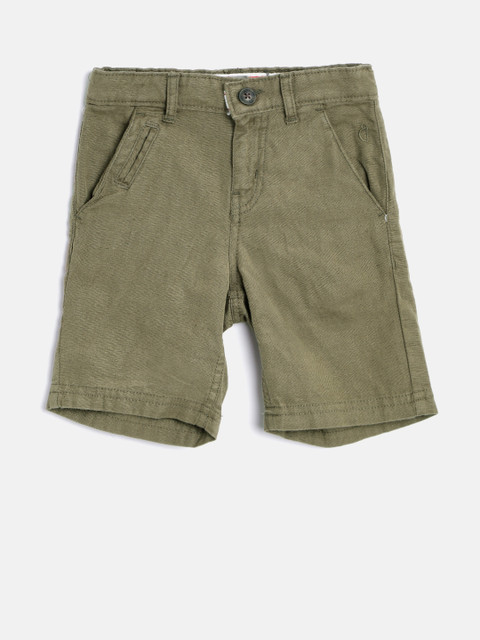 

Gini and Jony Boys Olive Green Solid Regular Fit Shorts