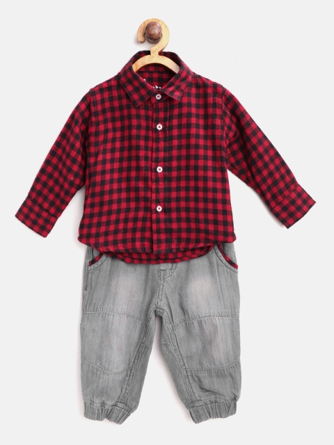 

Gini and Jony Boys Red & Grey Checked Shirt with Joggers