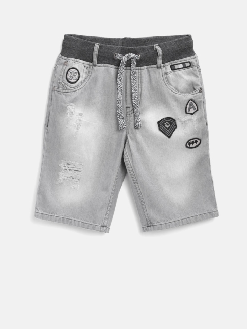 

Palm Tree Boys Grey Washed Campus Fit Denim Shorts