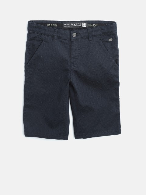 

Gini and Jony Boys Navy Blue Self Design Regular Shorts