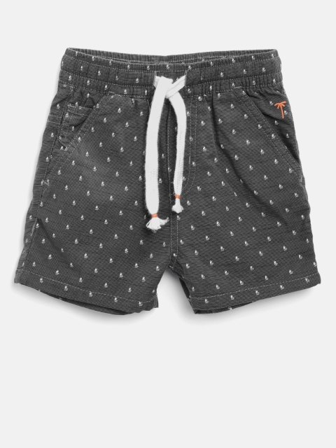 

Palm Tree Boys Charcoal Grey Printed Regular Fit Casual Shorts