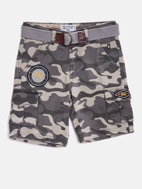 

Gini and Jony Boys Olive Green & Grey Printed Cargos