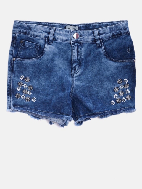 

Gini and Jony Girls Blue Denim Printed Faded Shorts