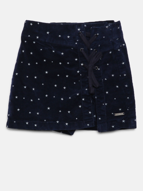 

Gini and Jony Girls Navy Blue Printed Corduroy Skorts