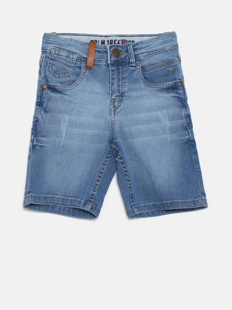 

Palm Tree Boys Blue Washed Regular Fit Distressed Denim Shorts