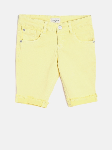 

Gini and Jony Girls Yellow Solid Regular Fit Capris