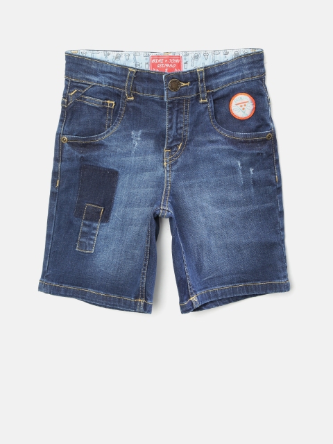 

Gini and Jony Boys Navy Blue Washed Regular Fit Denim Shorts