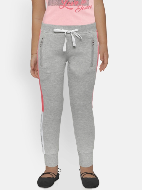 

Gini and Jony Girls Grey Melange & Pink Colourblocked Joggers