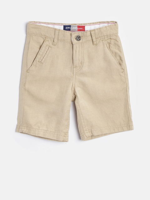 

Gini and Jony Boys Beige Solid Regular Fit Shorts