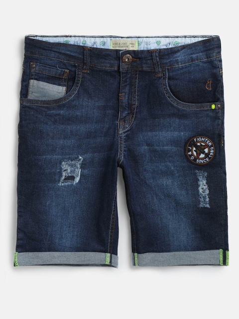 

Gini and Jony Boys Navy Blue Washed Regular Fit Denim Shorts