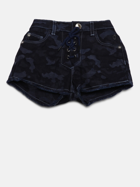 

Gini and Jony Girls Navy Camouflage Print Denim Shorts, Navy blue