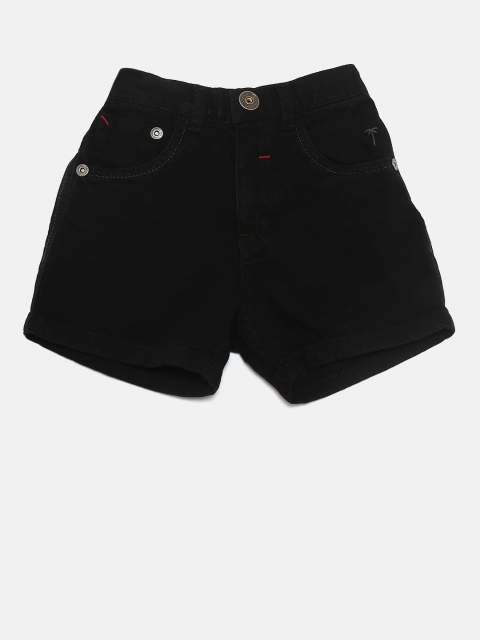 

Palm Tree Boys Black Solid Regular Fit Denim Shorts