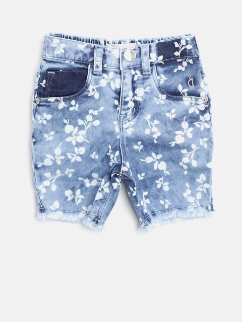 

Gini and Jony Girls Blue Printed Regular Fit Capris