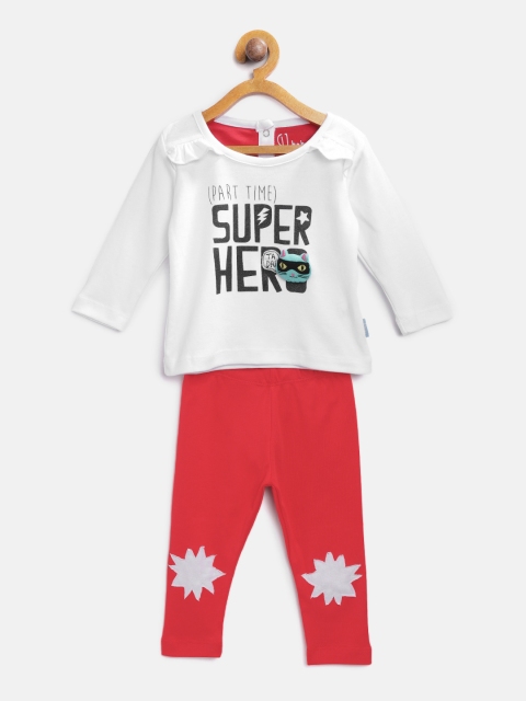 

Gini and Jony Girls White & Red Printed Top with Leggings