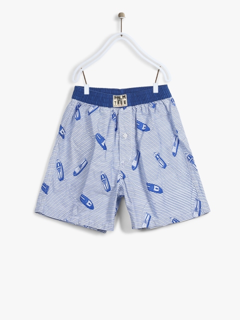 

Palm Tree Boys White & Blue Printed Shorts
