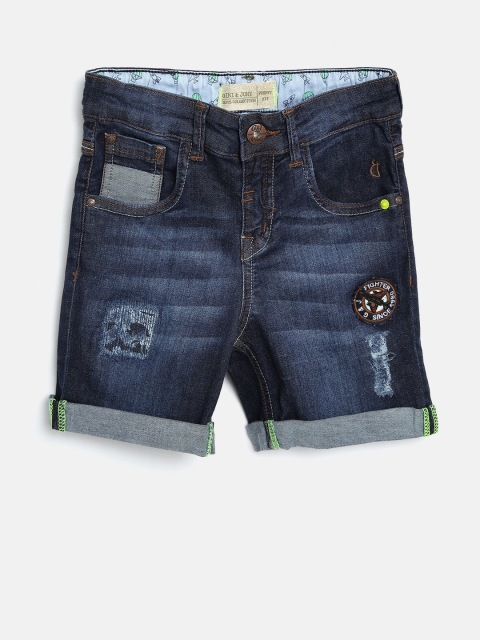 

Gini and Jony Boys Navy Blue Washed Regular Fit Denim Shorts