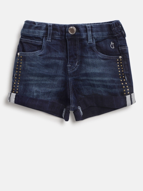

Gini and Jony Girls Navy Blue Washed Regular Fit Denim Shorts
