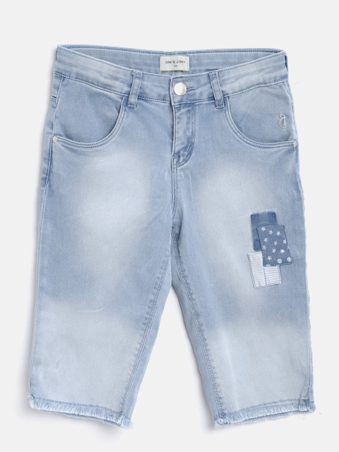 

Gini and Jony Girls Blue Washed Regular Fit Denim Capris