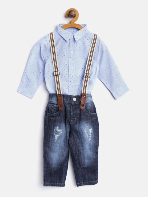 

Gini and Jony Boys Blue Printed Shirt with Trousers