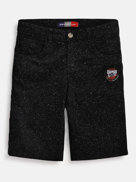 

Gini and Jony Boys Black Printed Regular Fit Shorts
