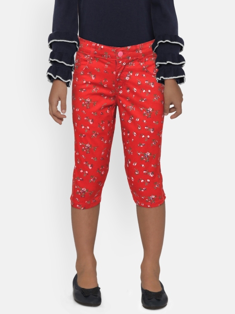 

Palm Tree Girls Red & Pink Printed Regular Fit Capris