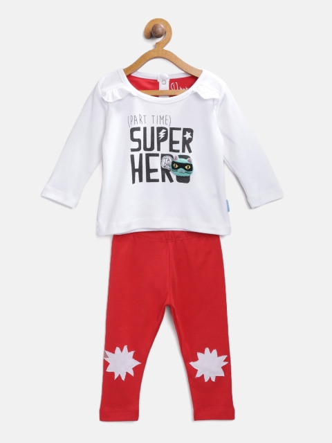 

Gini and Jony Girls White & Red Printed Top with Leggings