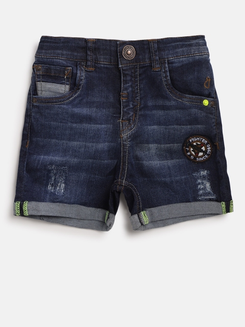 

Gini and Jony Boys Navy Blue Washed Regular Fit Denim Shorts