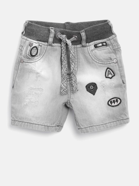 

Palm Tree Boys Grey Washed Regular Fit Denim Shorts