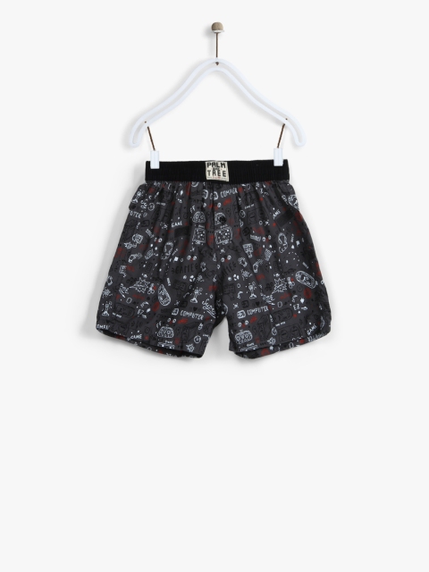 

Palm Tree Boys Charcoal Grey Printed Shorts
