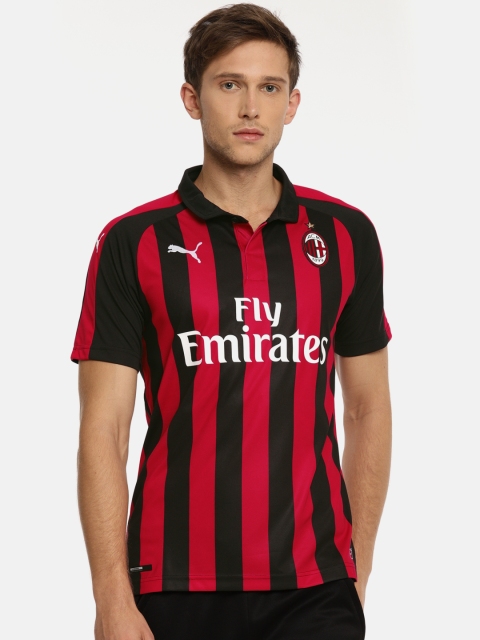 

Puma Men Black AC Milan HOME Striped T-shirt, Red