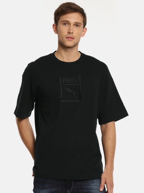 

Puma Men Black Logo Embroidered Round Neck T-shirt