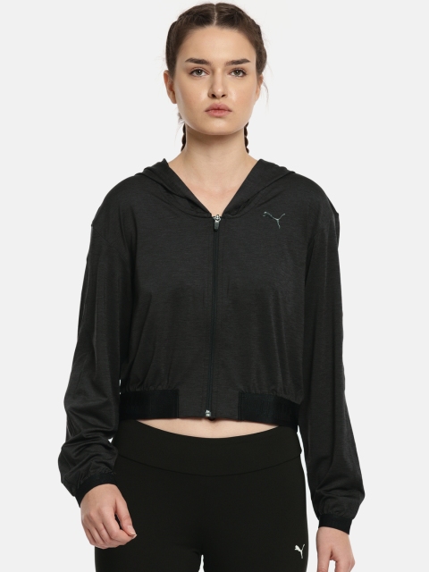 

Puma Black SOFT SPORT Drapey FZ Hoody Crop Jacket