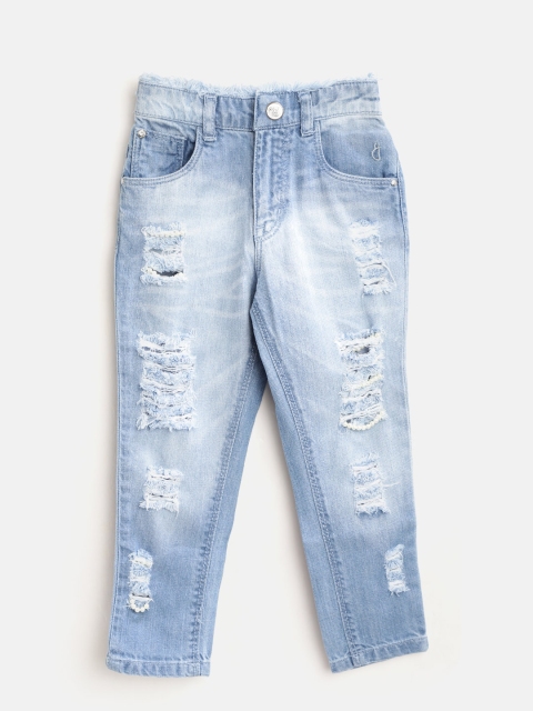 

Gini and Jony Girls Blue Regular Fit Mid-Rise Highly Distressed Jeans