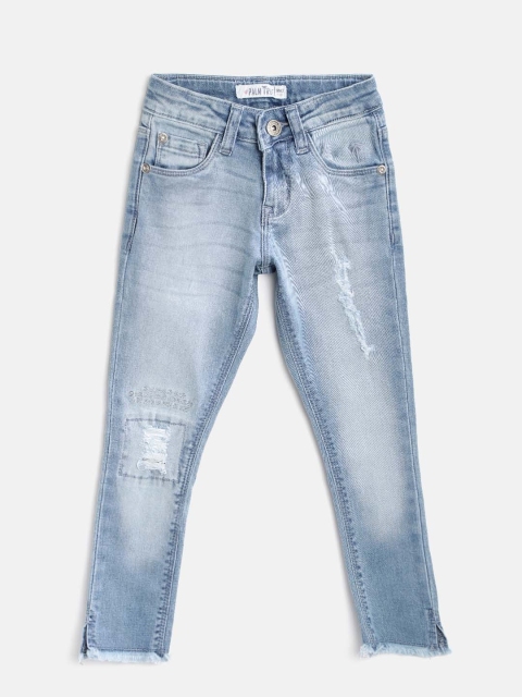 

Palm Tree Girls Blue Slim Fit Mid-Rise Mildly Distressed Stretchable Jeans
