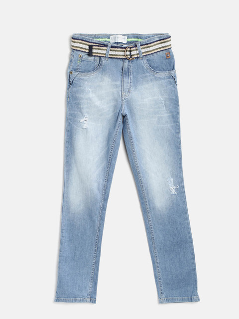 

Gini and Jony Boys Blue Regular Fit Mid-Rise Mildly Distressed Stretchable Jeans
