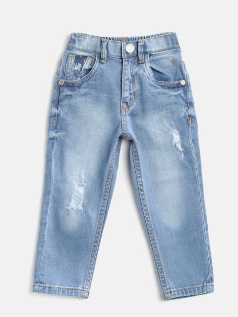 

Palm Tree Boys Blue Regular Fit Mid-Rise Mildly Distressed Stretchable Jeans