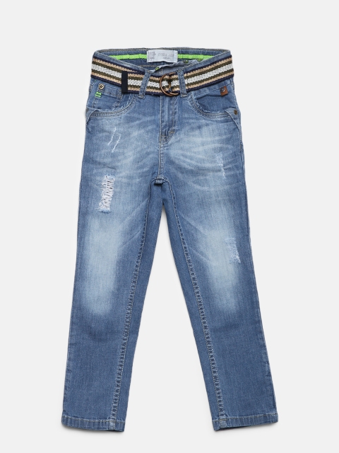 

Gini and Jony Boys Blue Slim Fit Mid-Rise Low Distressed Jeans