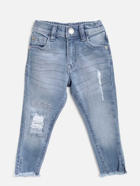 

Palm Tree Girls Blue Slim Fit Mid-Rise Mildly Distressed Stretchable Jeans