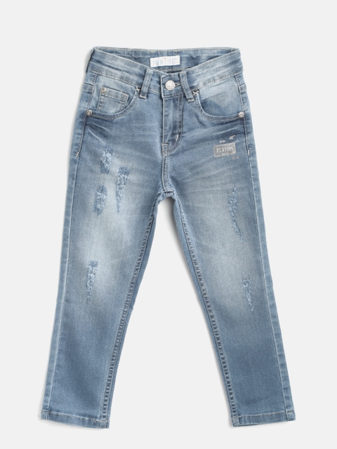 

Palm Tree Boys Blue Regular Fit Mid-Rise Mildly Distressed Stretchable Jeans