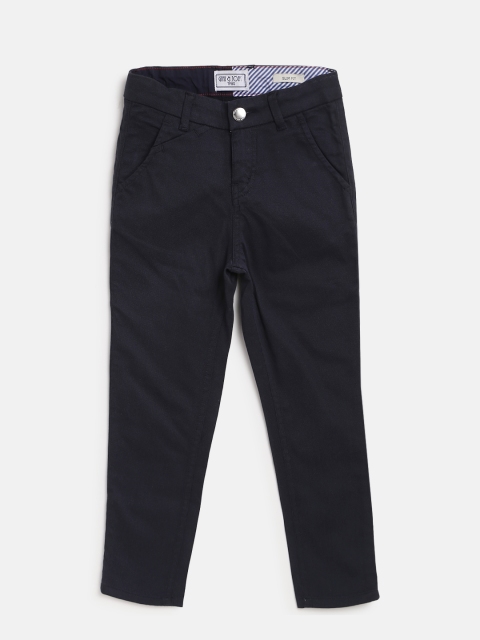 

Gini and Jony Boys Navy Blue Slim Fit Solid Chinos