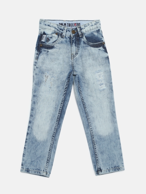 

Palm Tree Boys Blue Regular Fit Mid-Rise Low Distress Jeans