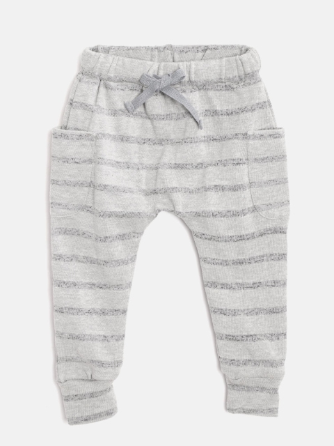 

Gini and Jony Boys Grey Melange Regular Fit Striped Drop Crotch Trousers