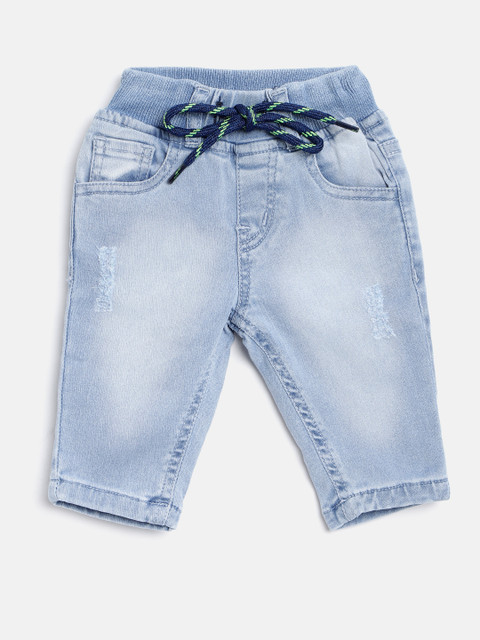 

Gini and Jony Boys Blue Regular Fit Solid Distressed Denim Trousers