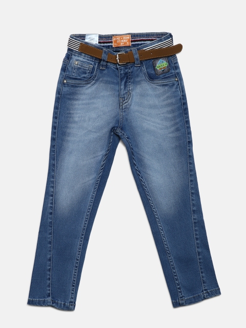 

Gini and Jony Boys Blue Regular Fit Mid-Rise Clean Look Stretchable Jeans with Belt