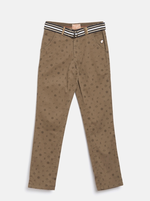 

Gini and Jony Boys Olive Brown Regular Fit Printed Trousers