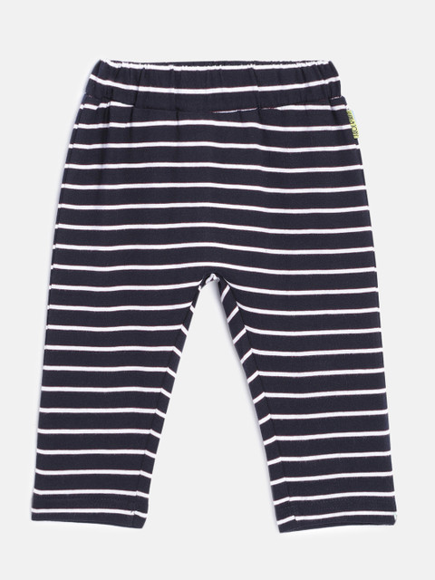 

Gini and Jony Boys Navy Blue & White Regular Fit Striped Regular Trousers