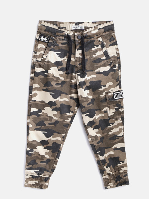

Palm Tree Boys Brown & Beige Camouflage Print Joggers